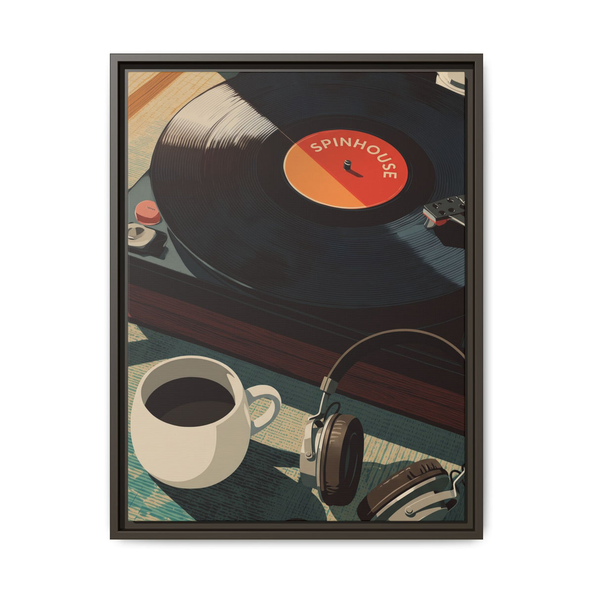 As we spin, so we sip - Framed Canvas