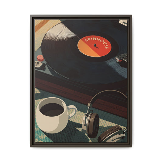 As we spin, so we sip - Framed Canvas