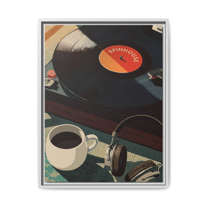 As we spin, so we sip - Framed Canvas